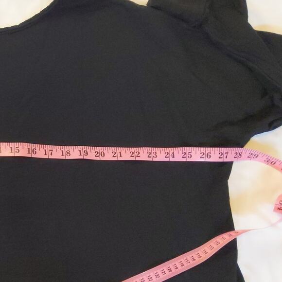 Fresh Produce Black Long Sleeve Raw Edge Top Cotton Rayon Blend USA Made XS/S - Picture 5 of 11